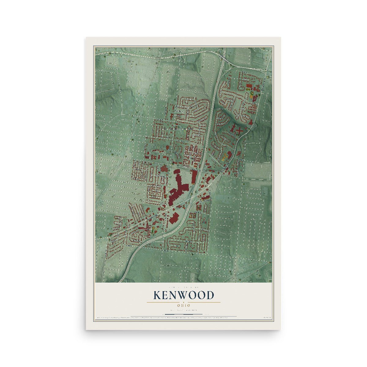 Map of Kenwood, Ohio, 12 x 18 inch unframed archival matte print