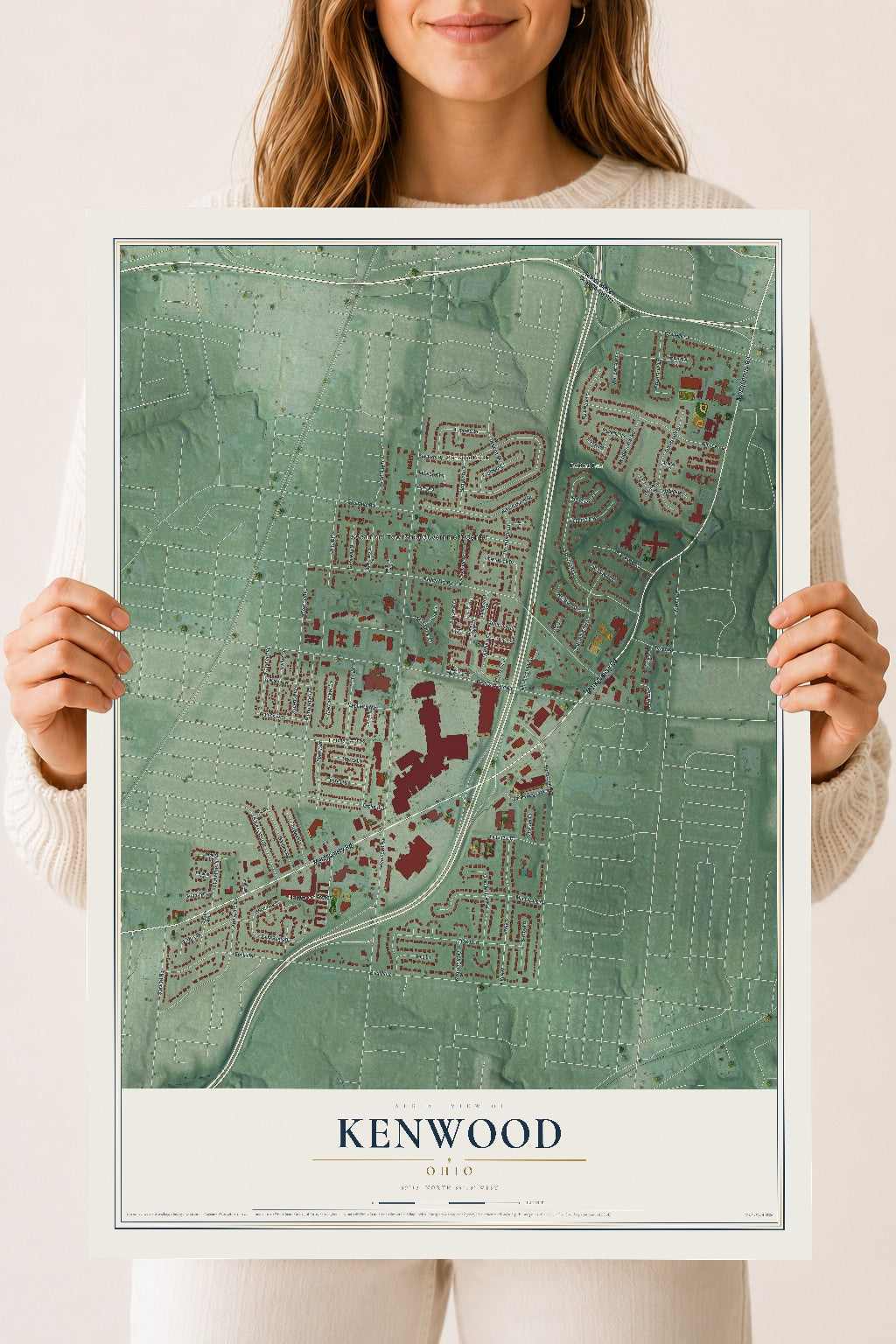 Map of Kenwood, Ohio, 18 x 24 inch unframed archival matte print
