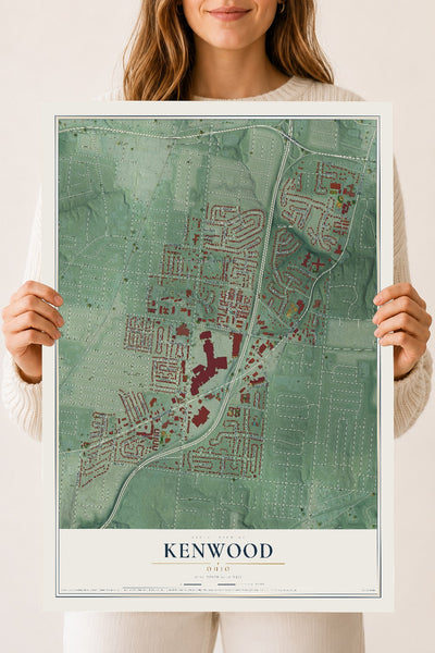 Map of Kenwood, Ohio, 18 x 24 inch unframed archival matte print