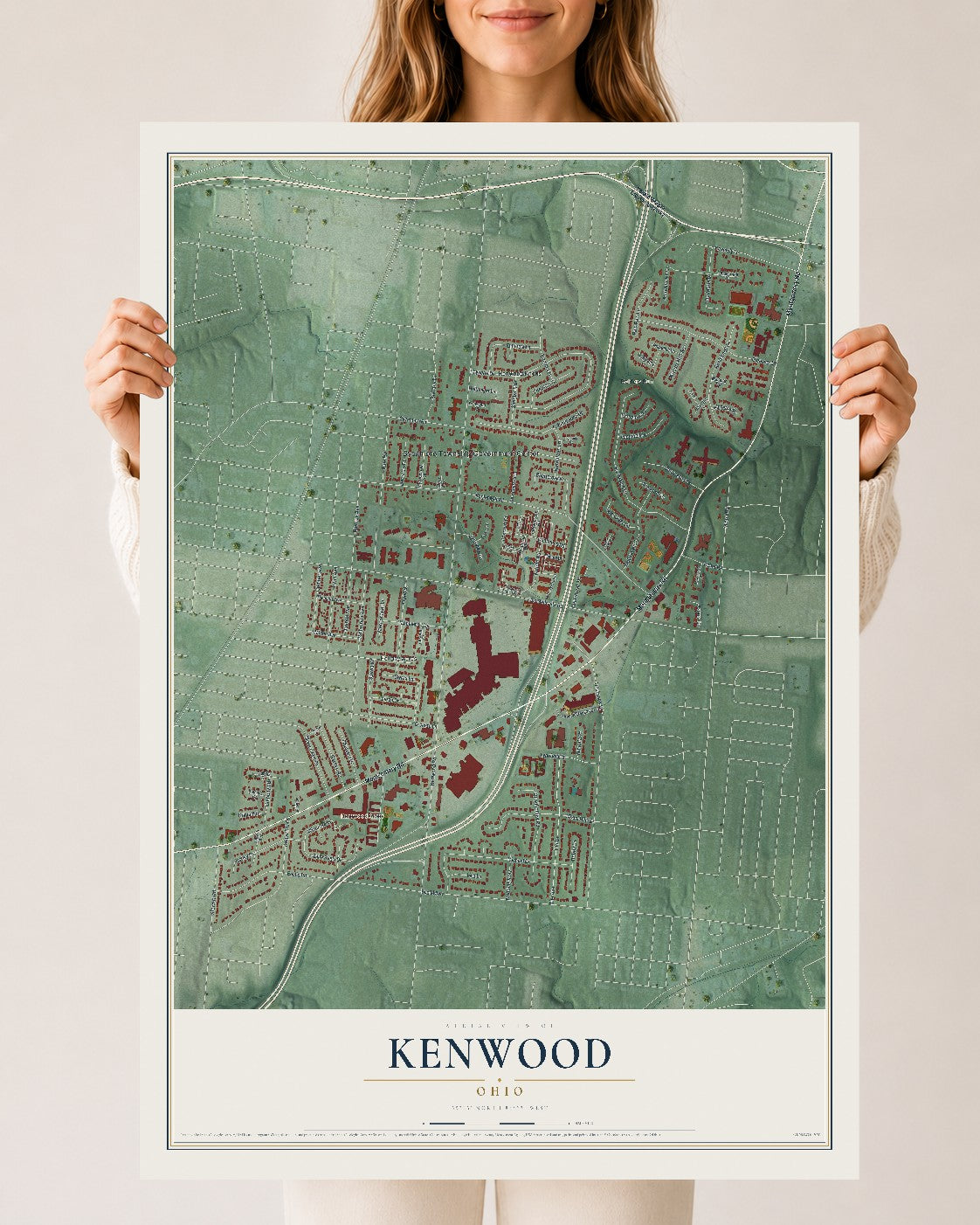 Map of Kenwood, Ohio, 24 x 36 inch unframed archival matte print