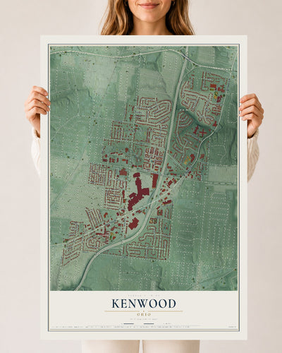 Map of Kenwood, Ohio, 24 x 36 inch unframed archival matte print