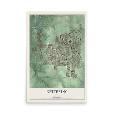 Map of Kettering, Ohio, 12 x 18 inch unframed archival matte print