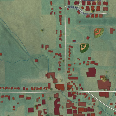 Close-up of the map of Kidron, Ohio print showing street and building detail