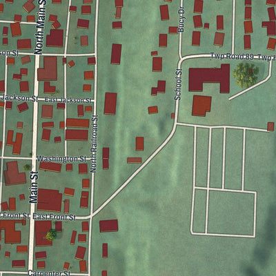 Close-up of the map of Killbuck, Ohio print showing street and building detail