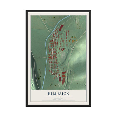 Map of Killbuck, Ohio, 12 x 18 inch print in a black wood frame