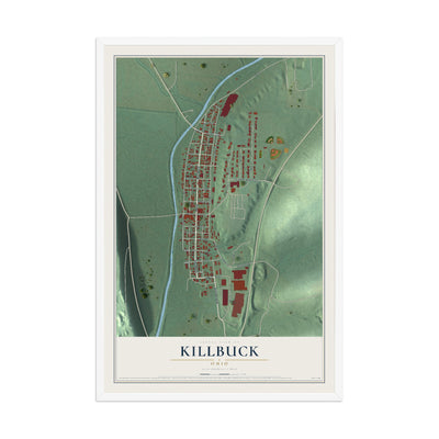 Map of Killbuck, Ohio, 12 x 18 inch print in a white wood frame