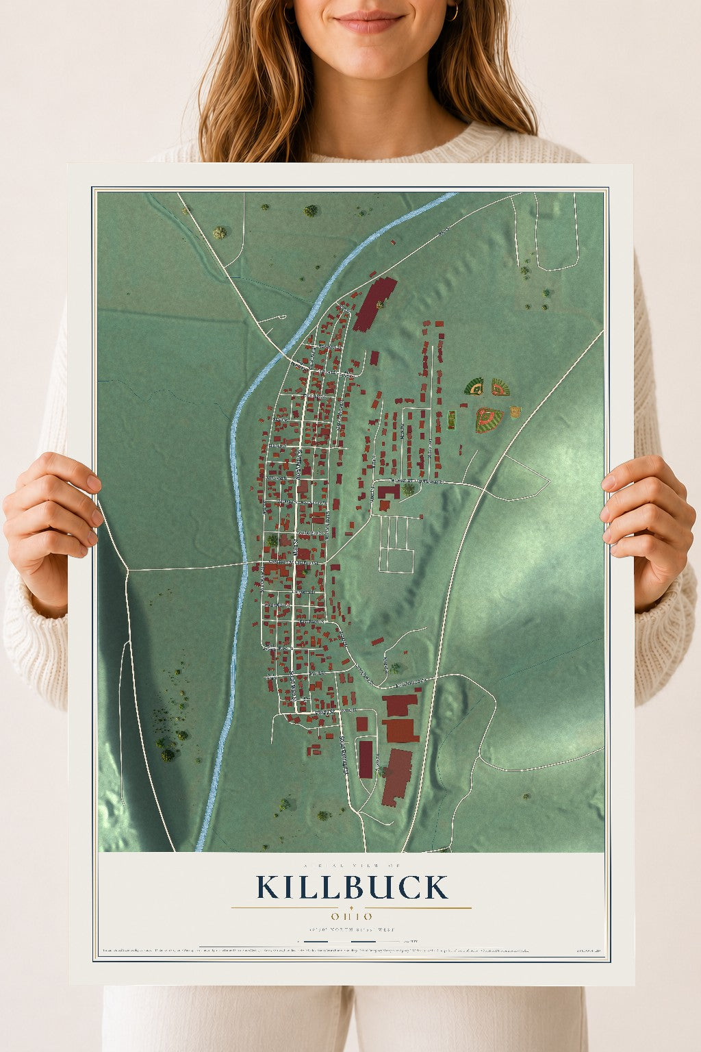 Map of Killbuck, Ohio, 18 x 24 inch unframed archival matte print
