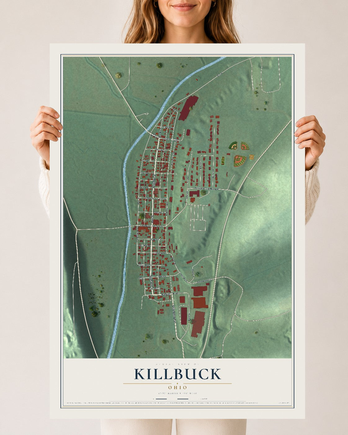 Map of Killbuck, Ohio, 24 x 36 inch unframed archival matte print