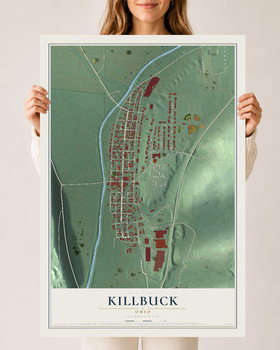 Map of Killbuck, Ohio, 24 x 36 inch unframed archival matte print