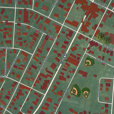 Close-up of the map of Kingston, Ohio print showing street and building detail
