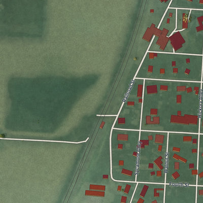 Second close-up of the map of Kingston, Ohio print showing more streets and buildings