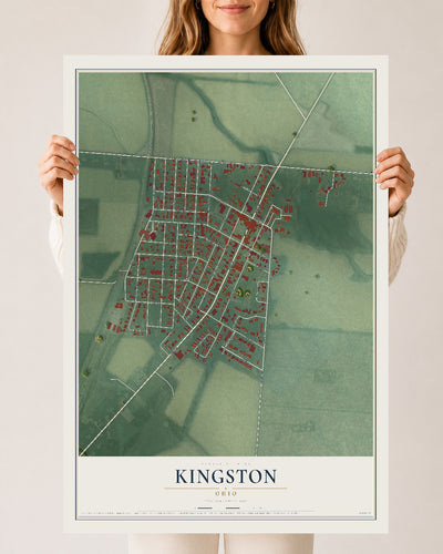 Map of Kingston, Ohio, 24 x 36 inch unframed archival matte print