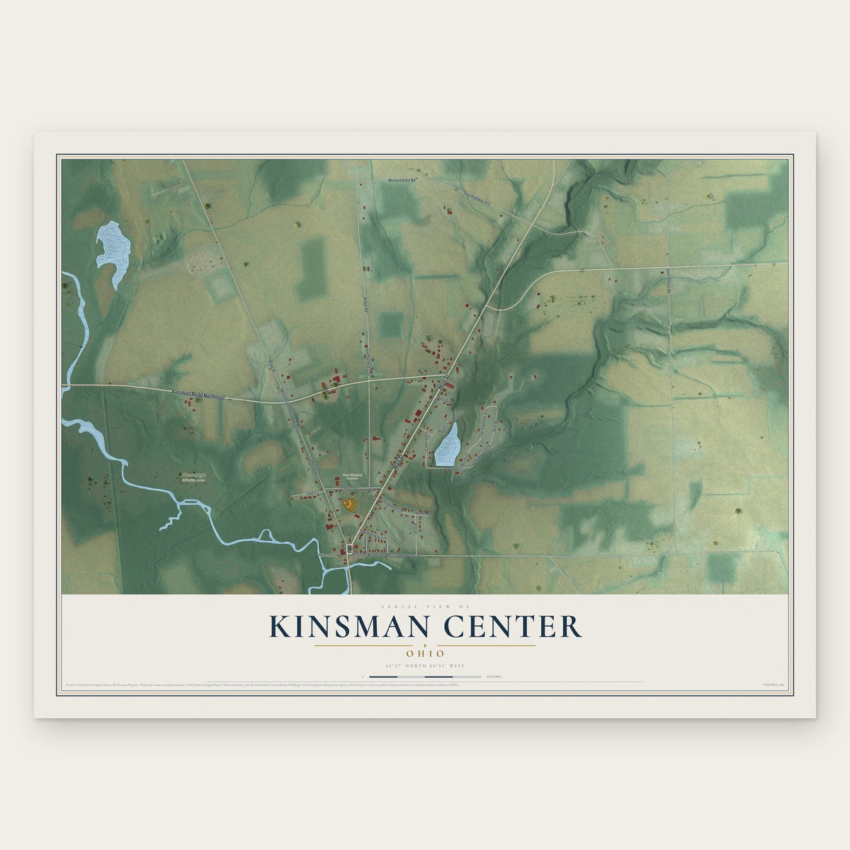 Kinsman Center, Ohio map print, the full design