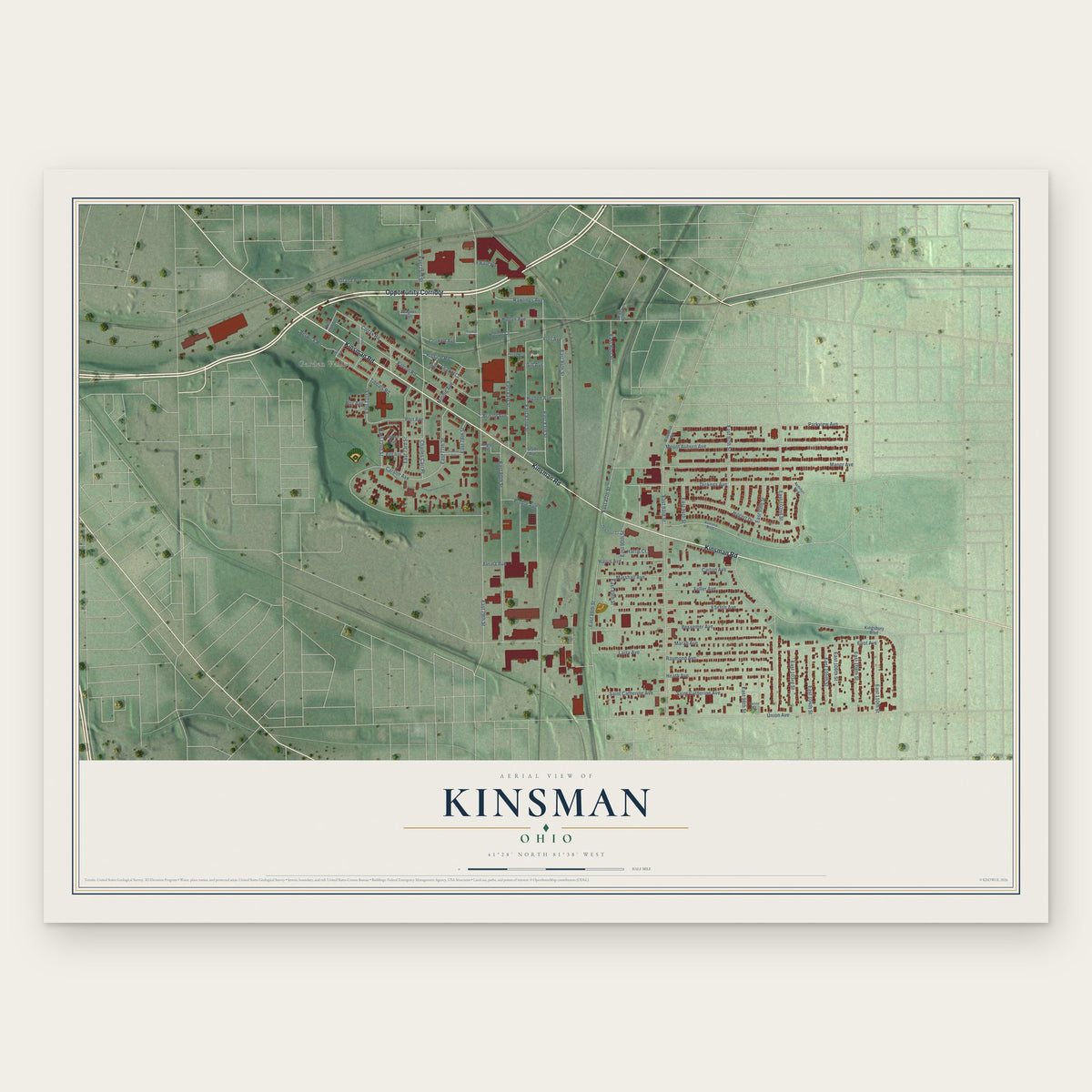 Kinsman, Ohio map print, the full design