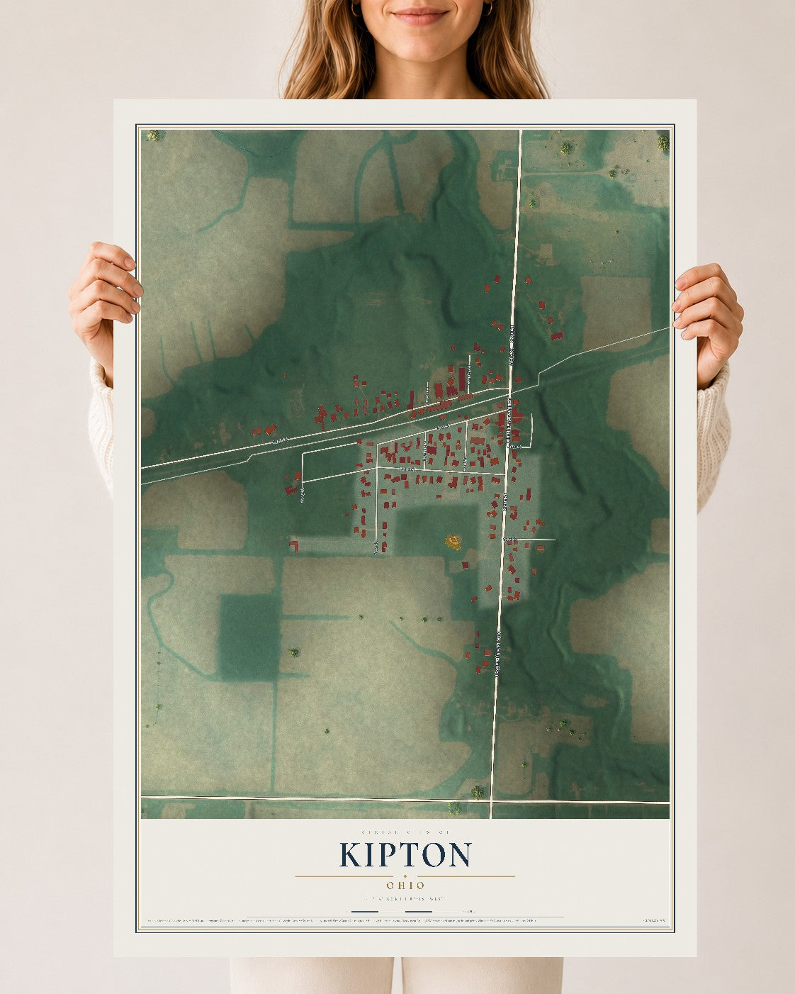 Map of Kipton, Ohio, 24 x 36 inch unframed archival matte print