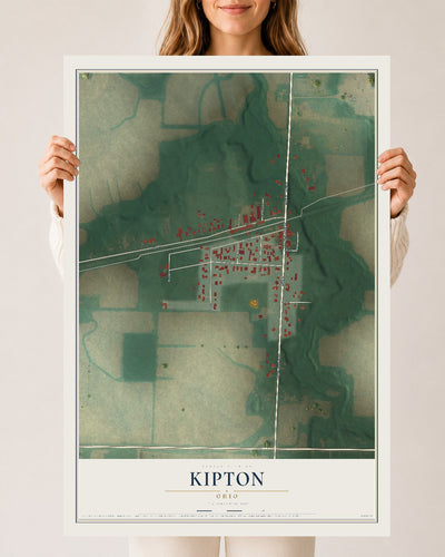 Map of Kipton, Ohio, 24 x 36 inch unframed archival matte print