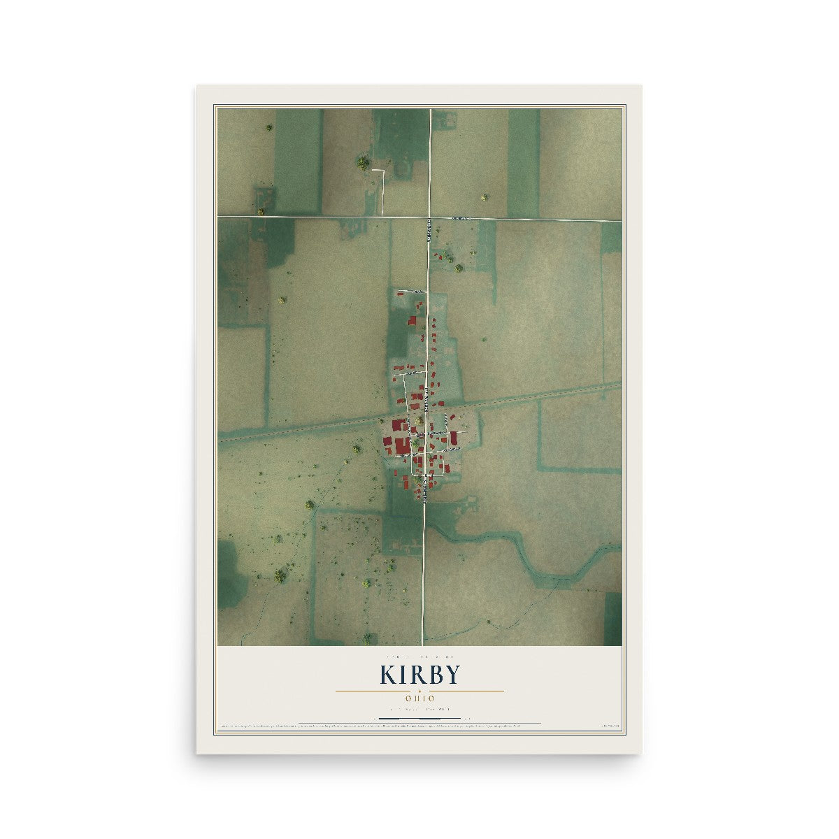 Map of Kirby, Ohio, 12 x 18 inch unframed archival matte print