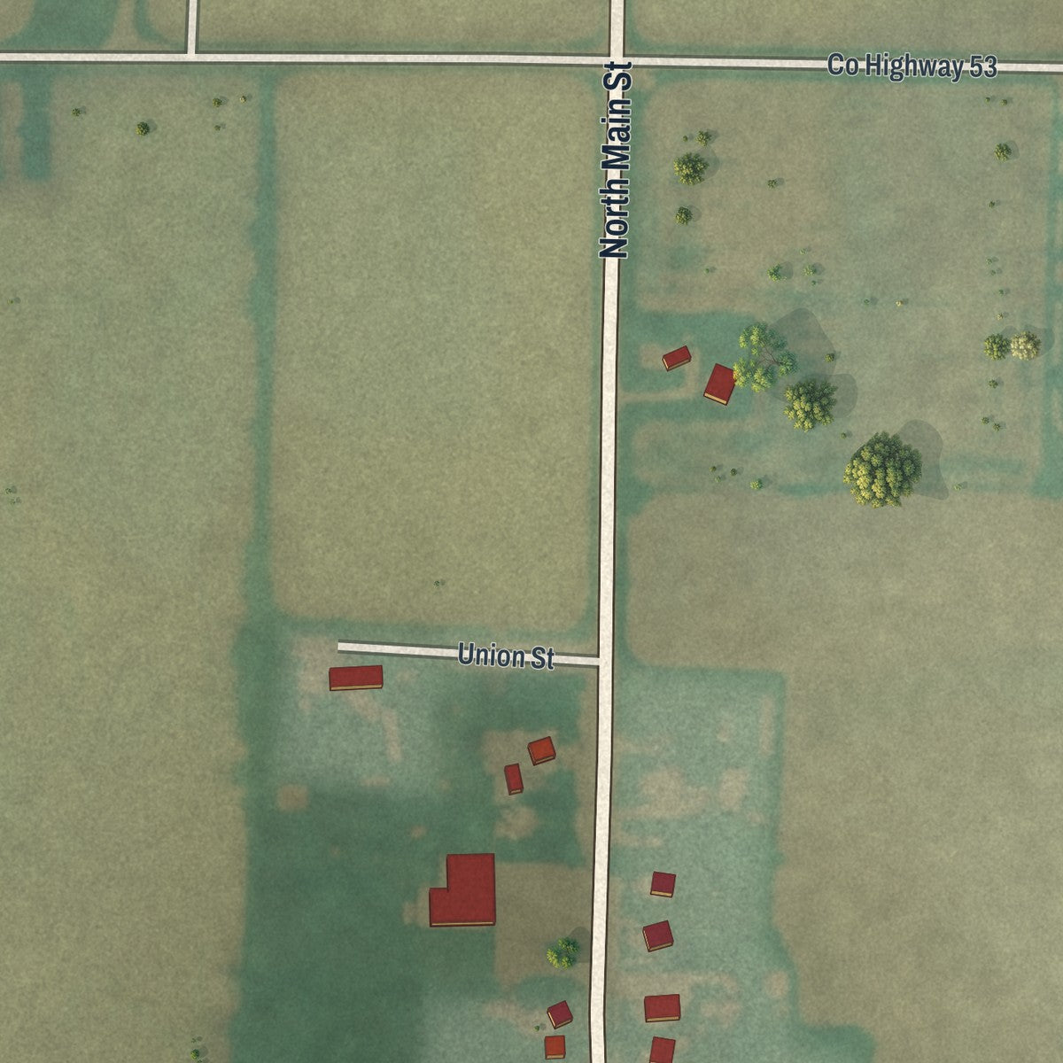 Second close-up of the map of Kirby, Ohio print showing more streets and buildings
