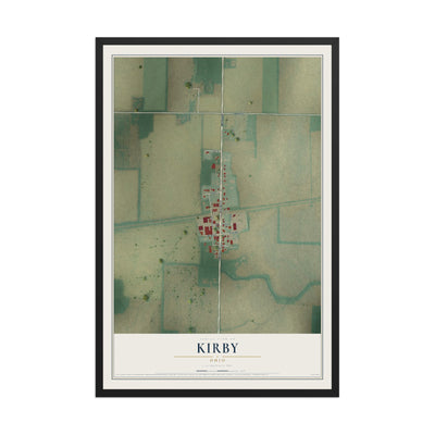 Map of Kirby, Ohio, 12 x 18 inch print in a black wood frame