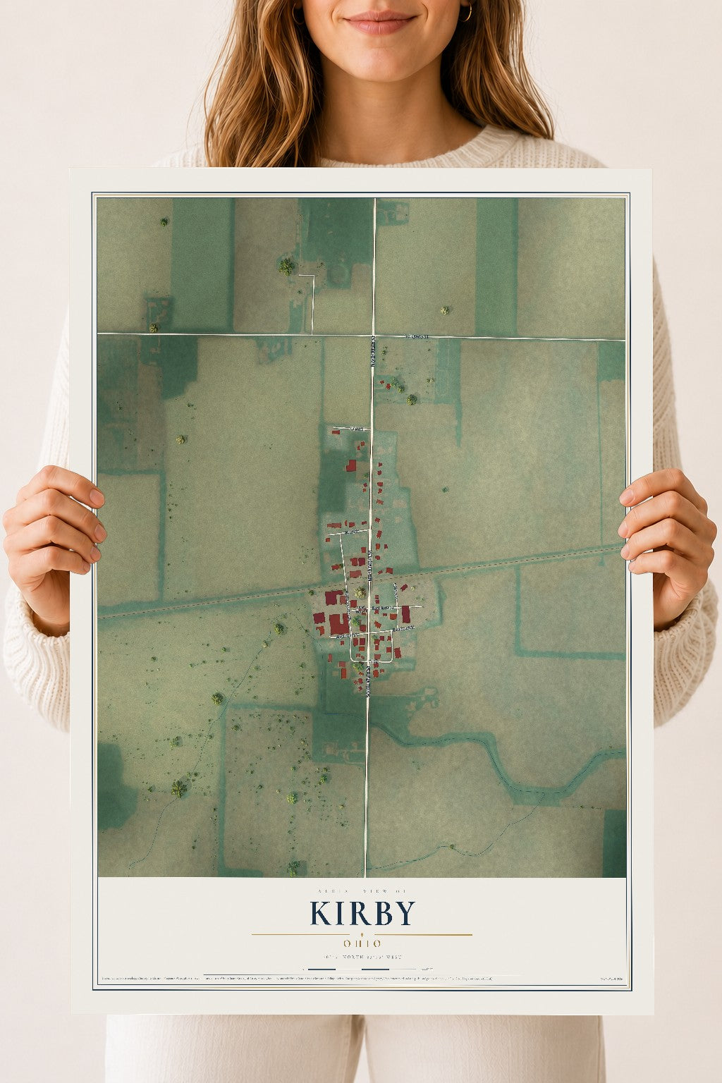 Map of Kirby, Ohio, 18 x 24 inch unframed archival matte print