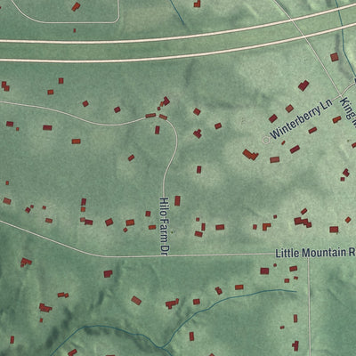 Second close-up of the map of Kirtland Hills, Ohio print showing more streets and buildings
