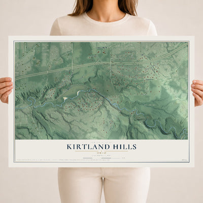 Map of Kirtland Hills, Ohio, 18 x 24 inch unframed archival matte print