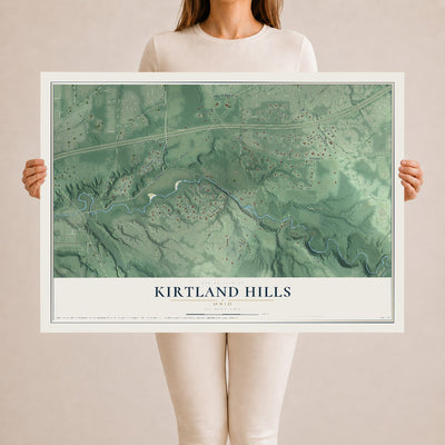 Map of Kirtland Hills, Ohio, 24 x 36 inch unframed archival matte print