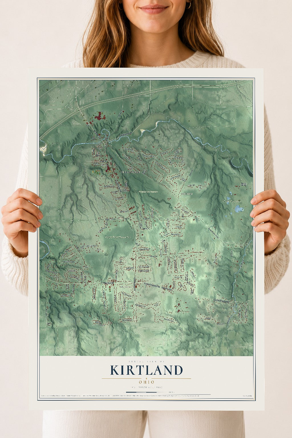 Map of Kirtland, Ohio, 18 x 24 inch unframed archival matte print