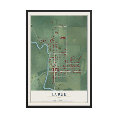 Map of La Rue, Ohio, 12 x 18 inch print in a black wood frame