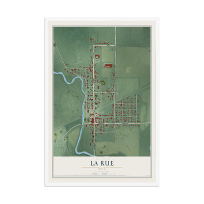 Map of La Rue, Ohio, 12 x 18 inch print in a white wood frame