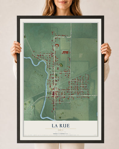 Map of La Rue, Ohio, 24 x 36 inch print in a black wood frame
