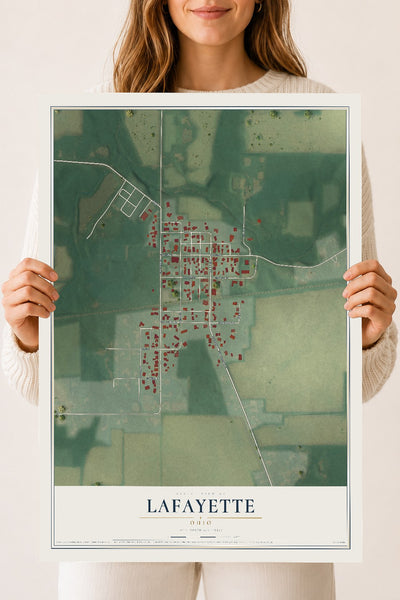 Map of Lafayette, Ohio, 18 x 24 inch unframed archival matte print
