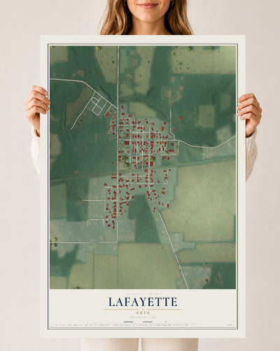 Map of Lafayette, Ohio, 24 x 36 inch unframed archival matte print