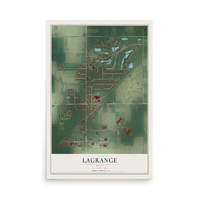 Map of LaGrange, Ohio, 12 x 18 inch unframed archival matte print