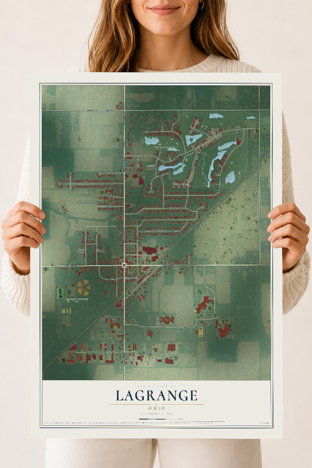 Map of LaGrange, Ohio, 18 x 24 inch unframed archival matte print