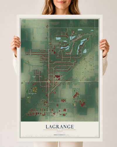 Map of LaGrange, Ohio, 24 x 36 inch unframed archival matte print