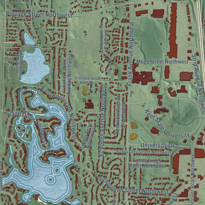 Close-up of the map of Lake Cable, Ohio print showing street and building detail