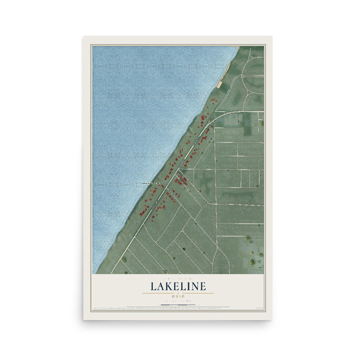 Map of Lakeline, Ohio, 12 x 18 inch unframed archival matte print