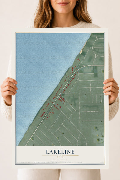 Map of Lakeline, Ohio, 18 x 24 inch unframed archival matte print