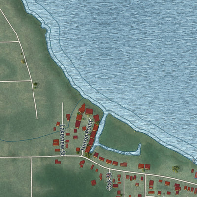 Second close-up of the map of Lakemore, Ohio print showing more streets and buildings