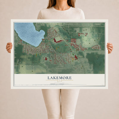 Map of Lakemore, Ohio, 24 x 36 inch unframed archival matte print