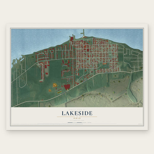 Lakeside, Ohio map print, the full design