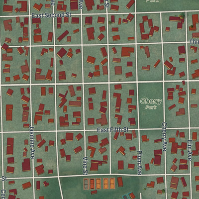 Close-up of the map of Lakeside, Ohio print showing street and building detail