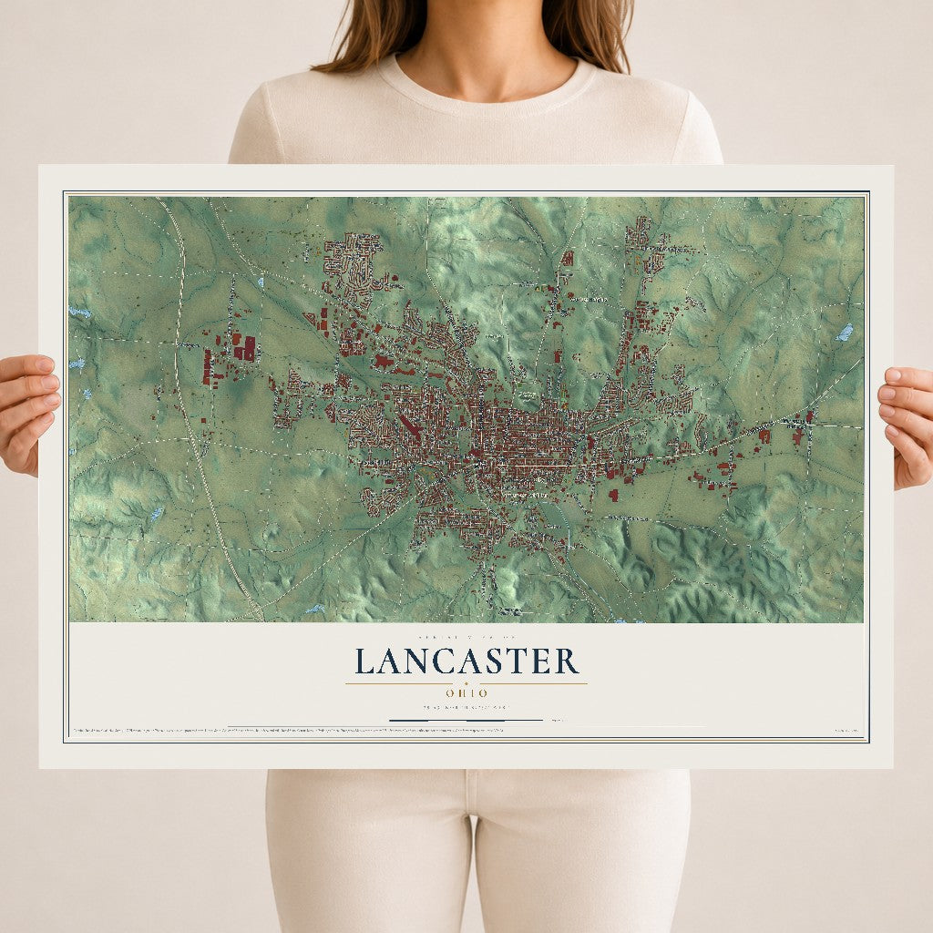 Map of Lancaster, Ohio, 18 x 24 inch unframed archival matte print