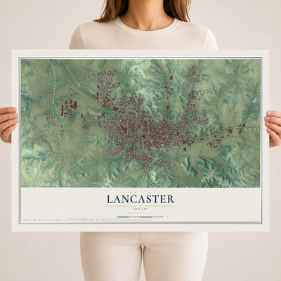 Map of Lancaster, Ohio, 18 x 24 inch unframed archival matte print