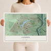 Map of Landen, Ohio, 12 x 18 inch unframed archival matte print