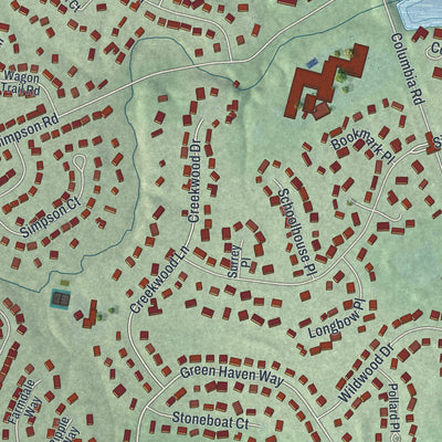 Second close-up of the map of Landen, Ohio print showing more streets and buildings