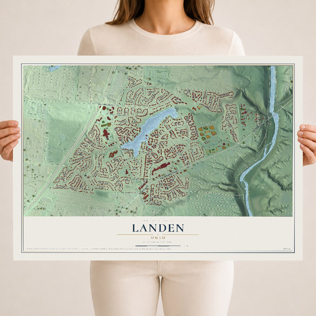 Map of Landen, Ohio, 18 x 24 inch unframed archival matte print
