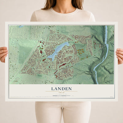 Map of Landen, Ohio, 18 x 24 inch unframed archival matte print