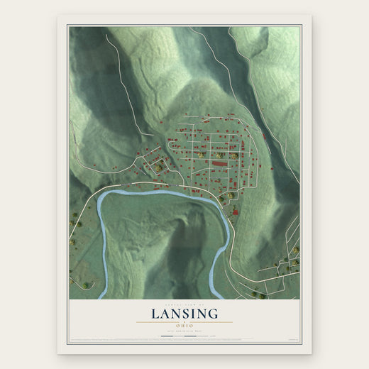 Lansing, Ohio map print, the full design